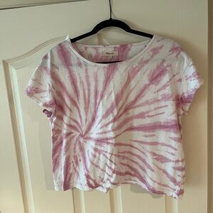 Madewell pink and white tie dye cropped top